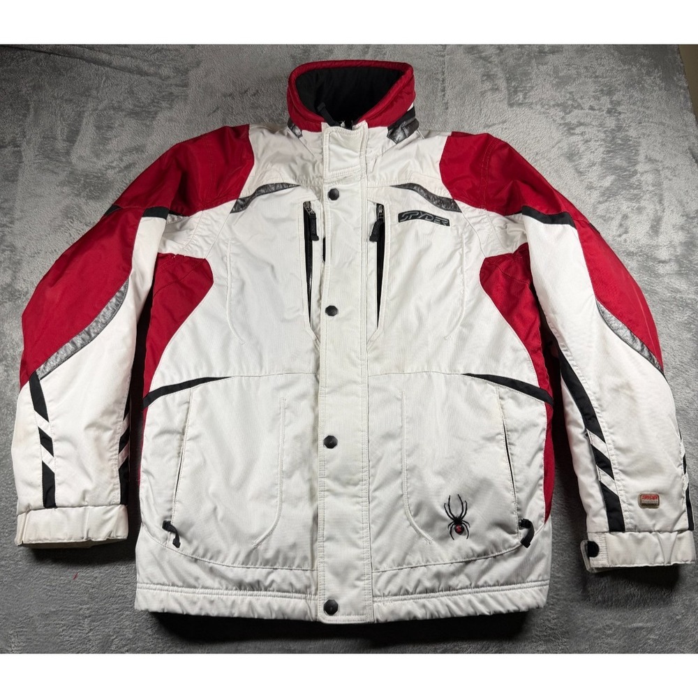 Vtg Spyder Dermizax Ski Jacket Men L 52 Y2K White Red Black Snowboard Winter